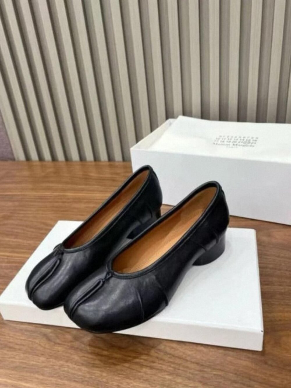 Maison Margiela Tabi Block Heel Shoes – Black Leather, with Box
